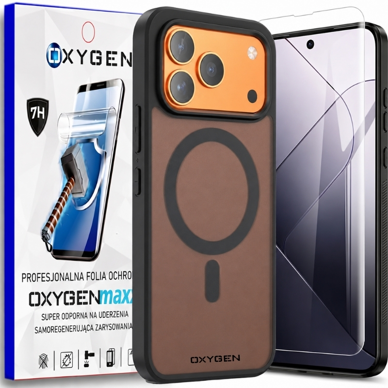 Etui na telefon Honor 600 Pro Czarne Oxygen MAT MAGSafe + Super Folia