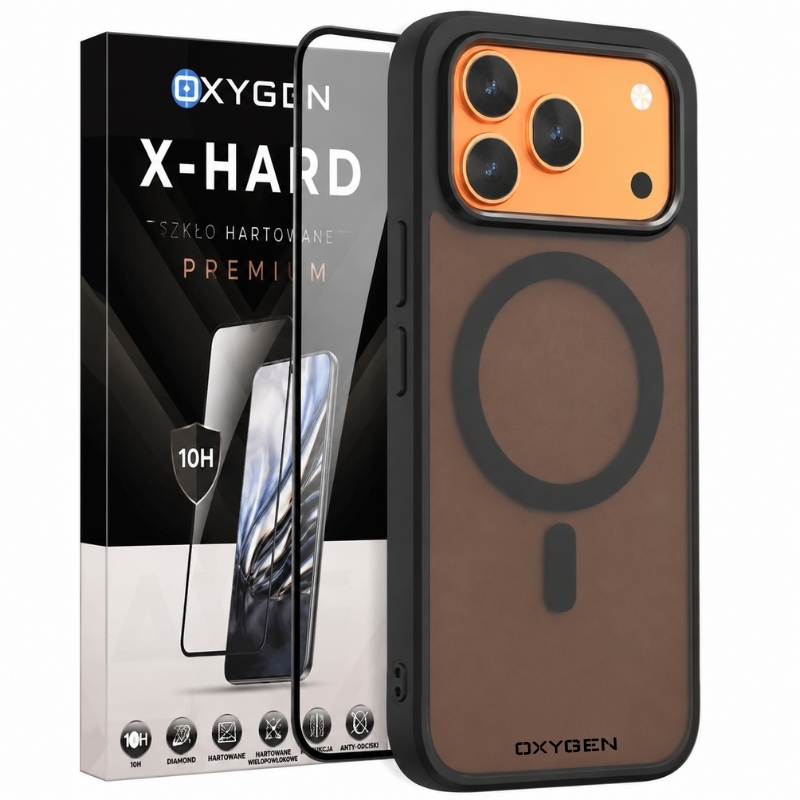 Etui na telefon Honor 600 Pro Czarne Oxygen MAT MAGSafe + Szkło Hartowane X-HARD