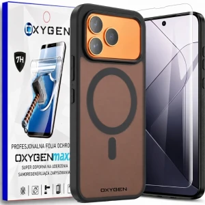 Etui na telefon Honor 600 Czarne Oxygen MAT MAGSafe + Super Folia