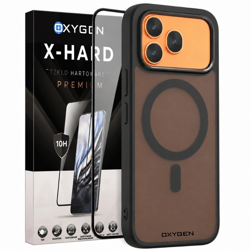 Etui na telefon Honor 600 Czarne Oxygen MAT MAGSafe + Szkło Hartowane X-HARD