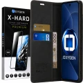 Etui na telefon Xiaomi 17T Pro Czarne Oxygen BooK + Szkło Hartowane X-HARD