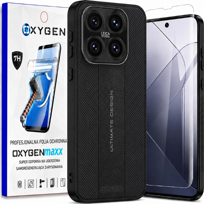 Etui na telefon Xiaomi 17 Czarne Oxygen Ultimate + Super Folia