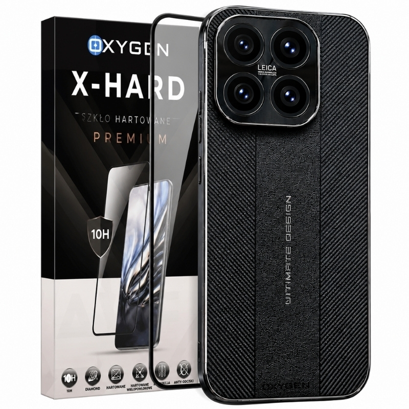 Etui na telefon Xiaomi 17 Czarne Oxygen Ultimate + Szkło Hartowane X-HARD