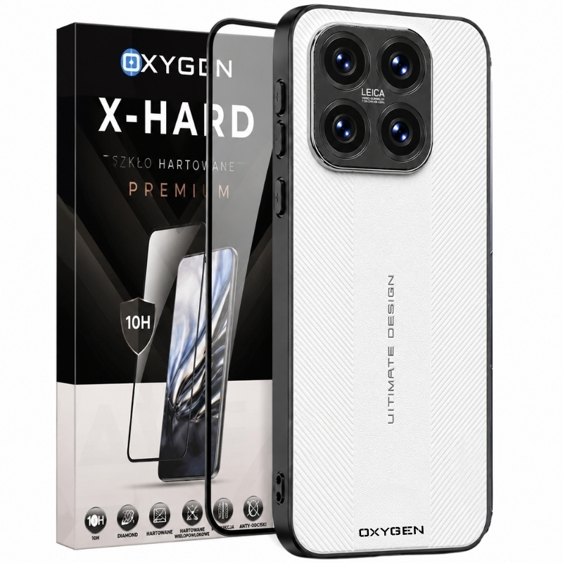 Etui na telefon Xiaomi 17 Białe Oxygen Ultimate + Szkło Hartowane X-HARD
