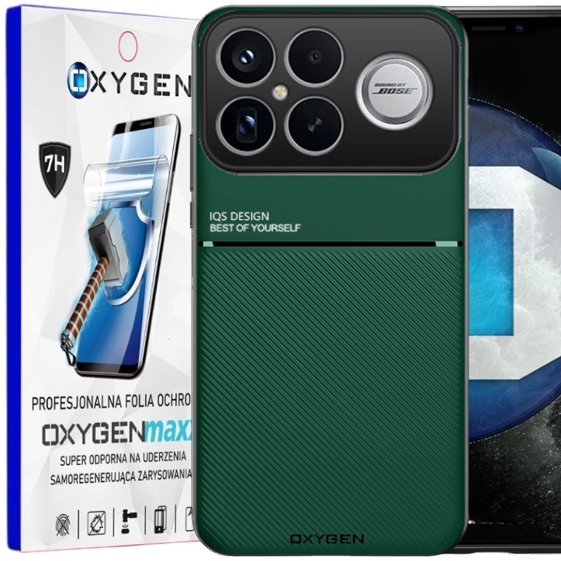 Etui na telefon Xiaomi Poco F8 Ultra Zielone Oxygen IQS + Super Folia