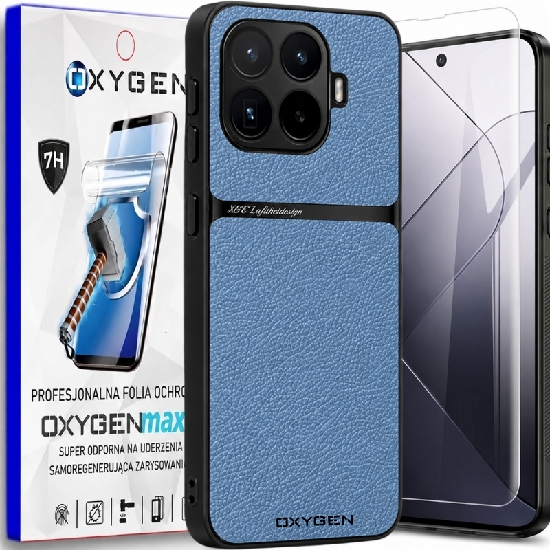 Etui na telefon Xiaomi 17T Niebieskie Oxygen LUXE + Super Folia