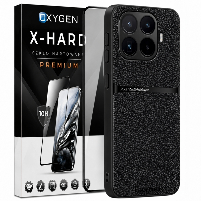 Etui na telefon Xiaomi 17T Czarne Oxygen LUXE + Szkło Hartowane X-HARD