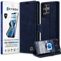 Etui na telefon Samsung Galaxy S24 Ultra Niebieskie Oxygen BooK + Super Folia