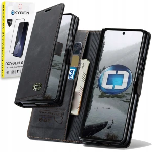 Etui na telefon Samsung Galaxy Z Fold 8 Ultra Czarne Oxygen BooK + Szkło Hartowane