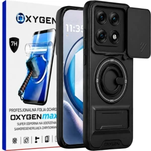 Etui na telefon Motorola Edge 70 Pro Czarne Oxygen XR + Super Folia