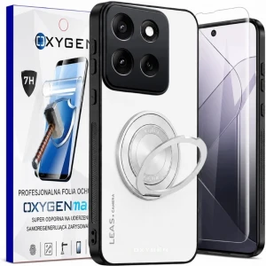 Etui na telefon Motorola G67 Białe Oxygen LEAS + Super Folia