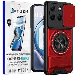 Etui na telefon Motorola G87 Czerwone Oxygen XR + Super Folia