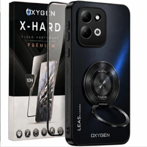 Etui na telefon Redmi Redmi 17 5G Czarne Oxygen LEAS + Szkło Hartowane X-HARD
