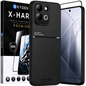 Etui na telefon Redmi Redmi 17 5G Czarne Oxygen IQS + Szkło Hartowane X-HARD