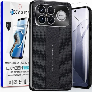 Etui na telefon POCO F9 Ultra Czarne Oxygen Ultimate + Super Folia
