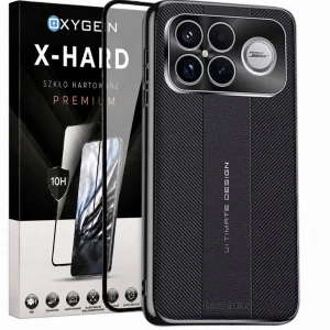 Etui na telefon POCO F9 Ultra Czarne Oxygen Ultimate + Szkło Hartowane X-HARD