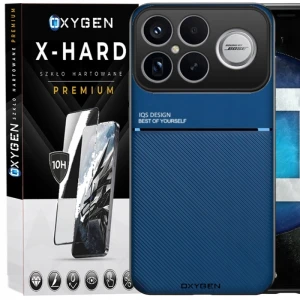 Etui na telefon POCO F9 Ultra Niebieskie Oxygen IQS + Szkło Hartowane X-HARD