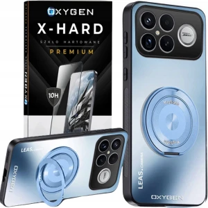 Etui na telefon POCO F9 Ultra Niebieskie Oxygen Leas MAGSAFE + Szkło Hartowane X-HARD