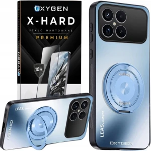 Etui na telefon POCO F9 Pro Niebieskie Oxygen Leas MAGSAFE + Szkło Hartowane X-HARD
