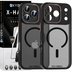Etui na telefon Apple iPhone 18 PRO Czarne Oxygen MagSafe + Szkło Hartowane X-HARD