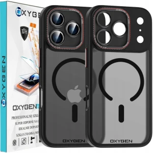 Etui na telefon Apple iPhone 18 Pro Max Czarne Oxygen MagSafe + Szkło Hartowane
