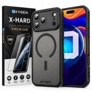 Etui na telefon Apple iPhone 18 Pro Max Czarne Oxygen MAT MagSafe + Szkło Hartowane X-HARD
