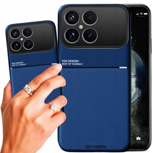 Etui na telefon POCO F9 Pro Niebieskie Oxygen IQS + Super Folia