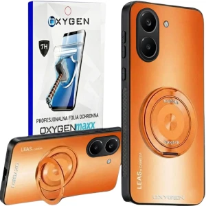 Etui na telefon POCO X8 Pro Pomarańczowe Oxygen Leas MAGSAFE + Super Folia