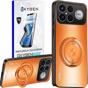Etui na telefon POCO F9 Ultra Pomarańczowe Oxygen Leas MAGSAFE + Super Folia