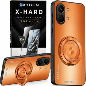 Etui na telefon POCO X8 Pro Max Pomarańczowe Oxygen Leas MAGSAFE + Szkło Hartowane X-HARD