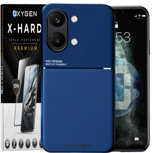 Etui na telefon POCO X8 Pro Max Niebieskie Oxygen IQS + Szkło Hartowane X-HARD
