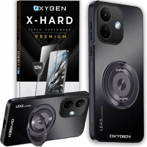 Etui na telefon Redmi Note 17 Pro 5G Czarne Oxygen Leas MAGSAFE + Szkło Hartowane X-HARD