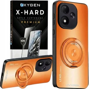 Etui na telefon Redmi Note 17 5G Pomarańczowe Oxygen Leas MAGSAFE + Szkło Hartowane X-HARD