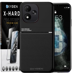 Etui na telefon Redmi Note 17 5G Czarne Oxygen IQS + Szkło Hartowane X-HARD