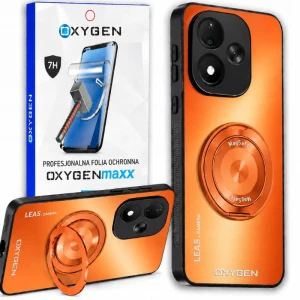 Etui na telefon Redmi Note 17 Pro 5G Pomarańczowe Oxygen Leas MAGSAFE + Super Folia