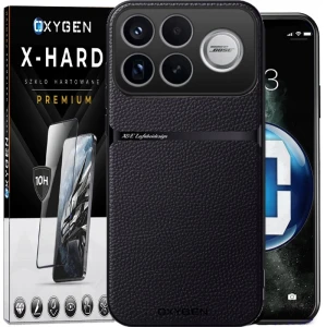 Etui na telefon POCO F9 Ultra Czarne Oxygen LUXE MagSafe + Szkło Hartowane X-HARD