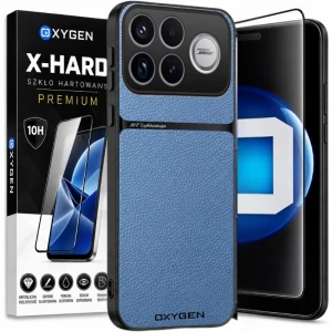 Etui na telefon POCO F9 Pro Niebieskie Oxygen LUXE MagSafe + Szkło Hartowane X-HARD