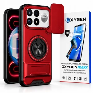 Etui na telefon POCO F9 Ultra Czerwone Oxygen XR MagSafe + Super Folia