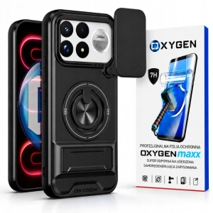 Etui na telefon POCO F9 Ultra Czarne Oxygen XR MagSafe + Super Folia