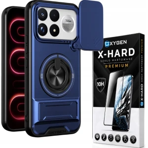 Etui na telefon POCO F9 Ultra Niebieskie Oxygen XR MagSafe + Szkło Hartowane X-HARD