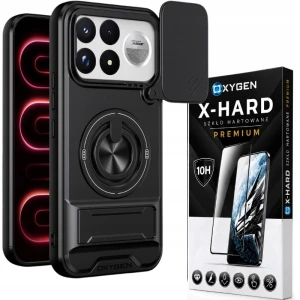 Etui na telefon POCO F9 Ultra Czarne Oxygen XR MagSafe + Szkło Hartowane X-HARD