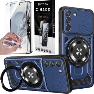 Etui na telefon Samsung Galaxy A18 Niebieskie Oxygen RR MAGSAFE + Szkło Hartowane X-HARD