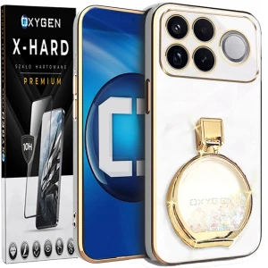 Etui na telefon POCO F9 Ultra Białe Oxygen ARIA + Szkło Hartowane X-HARD