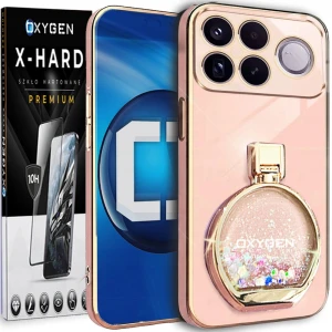 Etui na telefon POCO F9 Ultra Różowe Oxygen ARIA + Szkło Hartowane X-HARD