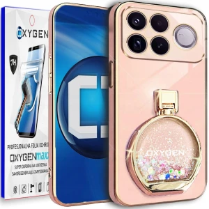 Etui na telefon POCO F9 Ultra Różowe Oxygen ARIA + Super Folia