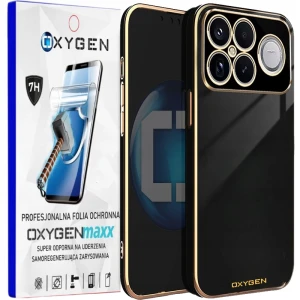 Etui na telefon POCO F9 Ultra Czarne Oxygen GLOW + Super Folia