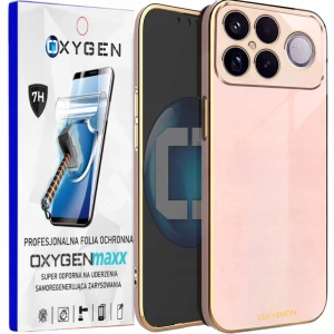 Etui na telefon POCO F9 Ultra Różowe Oxygen GLOW + Super Folia