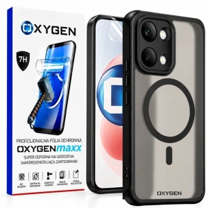 Etui na telefon POCO X8 Pro Max Czarne Oxygen MAT MagSafe + Super Folia