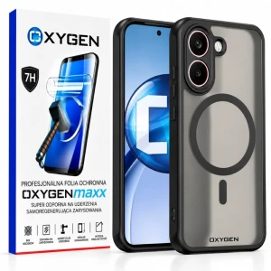Etui na telefon POCO X8 Pro Czarne Oxygen MAT MagSafe + Super Folia