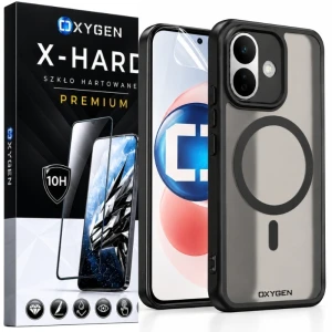 Etui na telefon POCO X8 Pro Czarne Oxygen MAT MagSafe + Szkło Hartowane X-HARD